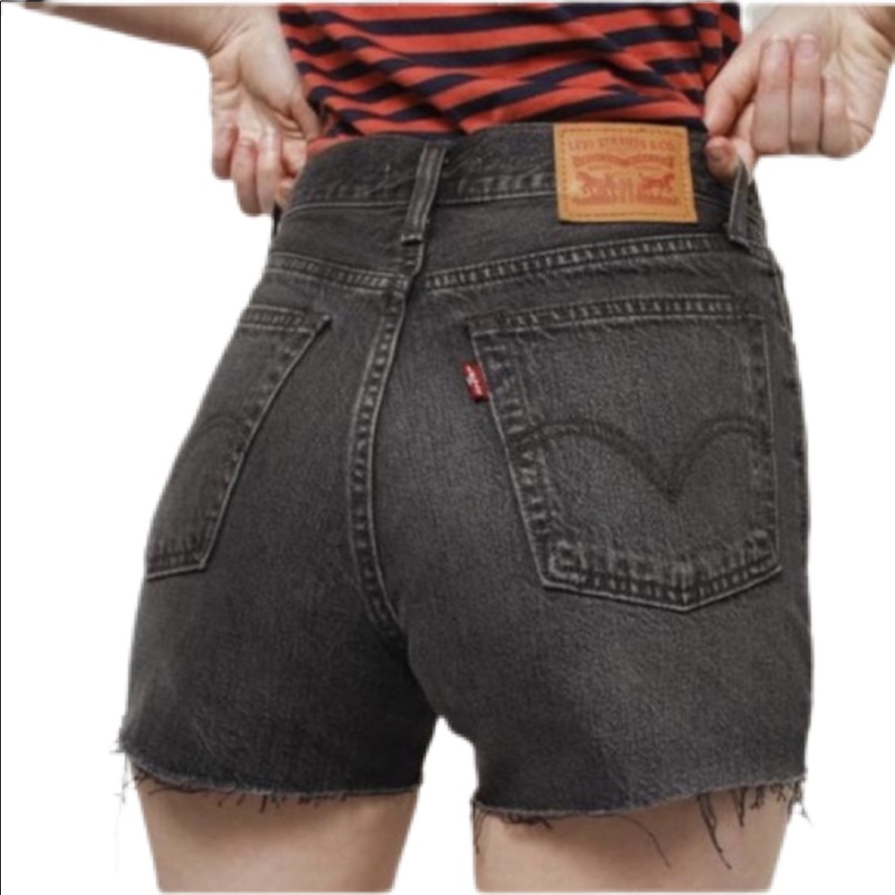 Levi's Wedgie Straight Black Denim Cutoff Shorts